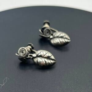 Taxco V.A. Sterling Silver 925 Vintage Screw Back Handmade Native Earrings